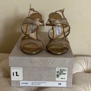 Jimmy Choo Glitter Leather Metallic Mix Sandals Size 6